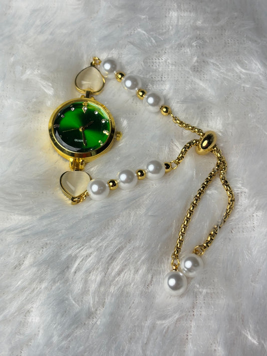 Green Dial with pearl Adjustment watch - Quartz