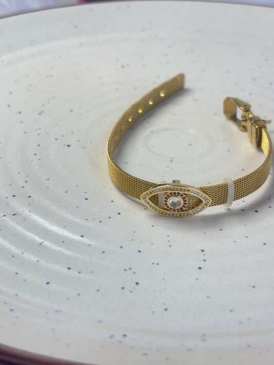 Bangle bracelet with Evil Eye