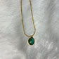 Green oval stone Anti tarnish chain