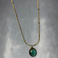 Green oval stone Anti tarnish chain