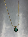 Green oval stone Anti tarnish chain