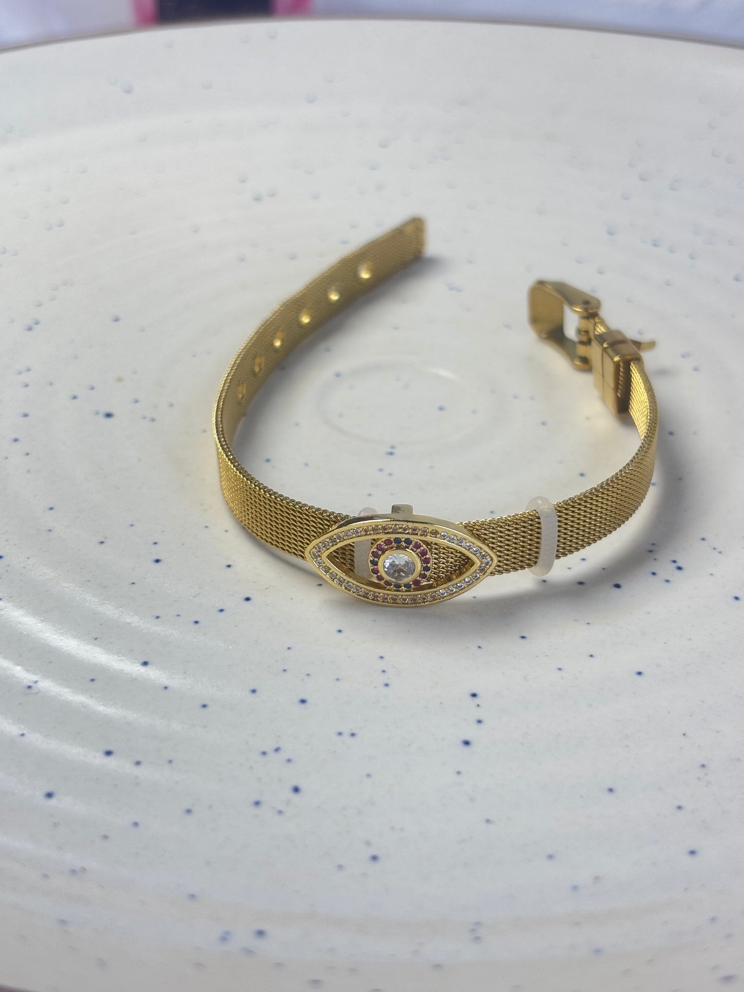 Bangle bracelet with Evil Eye