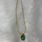 Green oval stone Anti tarnish chain