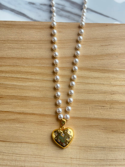 Pearl Necklace With Heart